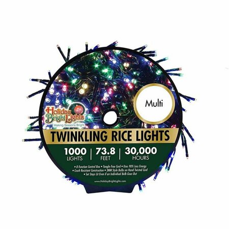 MAQUINA 74 ft. Twinkling Cluster Rice Christmas Light Reel - Multicolor, 1000 Lights MA3669002
